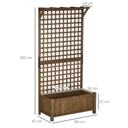 Wooden Trellis Planter with Drain Holes for Herbs Raised Bed for Garden Brown