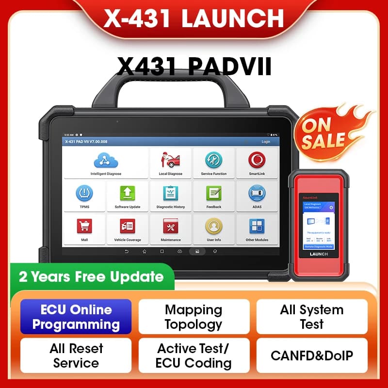 LAUNCH X-431 PAD7 PADVII Car Diagnostic Tools J2534 Smartlink Automotive Scanner Auto Online Programming OBD 2 Years Free Update