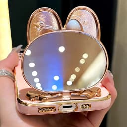 X9 A B Flower Strap Rabbit Makeup Mirror Phone Holder Case On For Huawei Honor X9A X9B Magic 5 Lite HonorX9a Girl Woman Cover