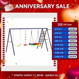 AIYAPLAY 6 in 1 Kids Swing Set with 3 Swings, Climbing Net and Ladder