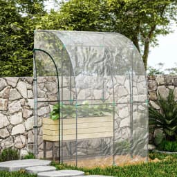 143X118X212Cm Outdoor Walk-In Lean to Wall Tunnel Greenhouse with Roll up Doors