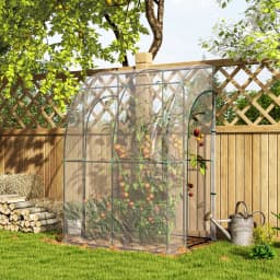 143X118X212Cm Outdoor Walk-In Lean to Wall Tunnel Greenhouse with Roll up Doors