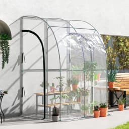 143X118X212Cm Outdoor Walk-In Lean to Wall Tunnel Greenhouse with Roll up Doors