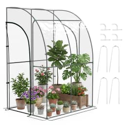 143X118X212Cm Outdoor Walk-In Lean to Wall Tunnel Greenhouse with Roll up Doors