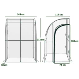 143X118X212Cm Outdoor Walk-In Lean to Wall Tunnel Greenhouse with Roll up Doors