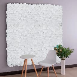Livingandhome Artificial Plants Green Wall Panel Handcrafted White Silk Hydrangea Flower Panel