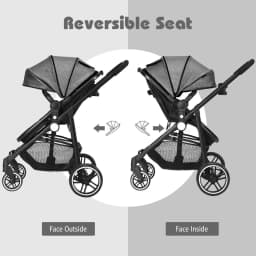 DORTALA 2 in 1 Baby Stroller Foldable Pushchair Reversible Seat With Adjustable Canopy