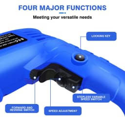 360° Rotating Handle Power Electric Hammer Drill, 2 in 1 Function Rotary Hammer Drill 1000W Variable Speed with Impact Drill Bit