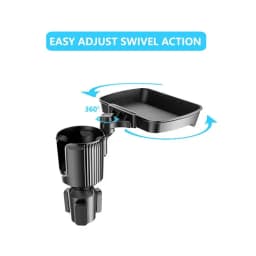 Expandable Cup Holder for Car Adjustable Rotatable Extender Tray All Purpose Cup Holder for Mugs Car Food Table Tray with Phone