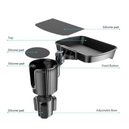 Expandable Cup Holder for Car Adjustable Rotatable Extender Tray All Purpose Cup Holder for Mugs Car Food Table Tray with Phone