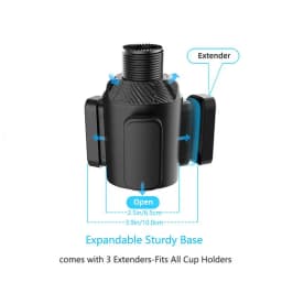Expandable Cup Holder for Car Adjustable Rotatable Extender Tray All Purpose Cup Holder for Mugs Car Food Table Tray with Phone