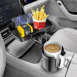 Expandable Cup Holder for Car Adjustable Rotatable Extender Tray All Purpose Cup Holder for Mugs Car Food Table Tray with Phone