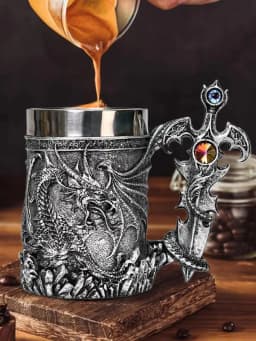 Dragons Coffee Mug 600ml Travel Mug With Medieval Dragon Pattern Vintage Coffee Mug For Beer Coffee Water Tea Hot Chocolate