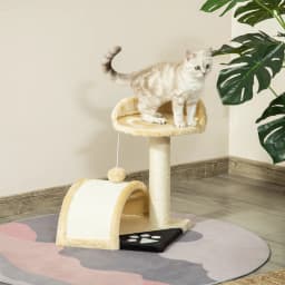 PawHut Cat Tree Scratching Scratcher Post Kitten Activity Centre Climber Hanging Ball