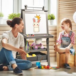 DORTALA Kids Art Easel 3 in 1 Double-Sided Storage Easel Toddlers Wooden Standing Easel