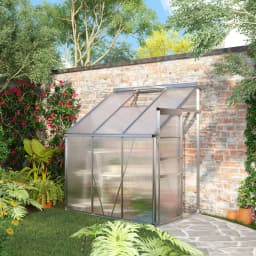 6 X 4ft Lean to Polycarbonate Greenhouse for Garden W/ Adjustable Roof Vent