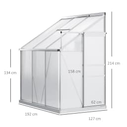 6 X 4ft Lean to Polycarbonate Greenhouse for Garden W/ Adjustable Roof Vent