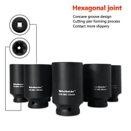 WinHolder 9Pcs 1/2" Drive 6 Point Axle Nut Hub Air Impact Deep Socket Set 29-38mm Pneumatic Adapter Wrench Garage Hand Tool Set