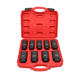 WinHolder 9Pcs 1/2" Drive 6 Point Axle Nut Hub Air Impact Deep Socket Set 29-38mm Pneumatic Adapter Wrench Garage Hand Tool Set