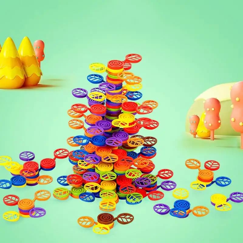 Stacking Tree Toy Puzzle Stacking Balance Game Building Tree Train Hand-Eye Coordination Fun Learning Playset Preschool Activity