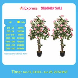 HOMCOM Set of 2 Decorative Artificial Plants Rose Trees in Pot, Pink