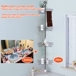 Voltsify 4 Tier Metal Corner Shower Shelf Wall Rack Organizer Bathroom Black