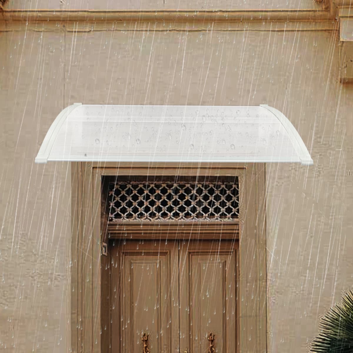 Over Door Canopy Awning Shelter Porch Front Back Porch Outdoor Transparent Shade 60*100cm