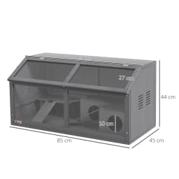 PawHut Wooden Hamster Cage, Gerbil Cage for Syrian Hamster with Exercise Play House, Openable Top 85 x 45 x 44cm