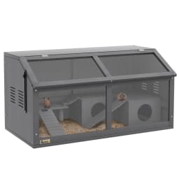 PawHut Wooden Hamster Cage, Gerbil Cage for Syrian Hamster with Exercise Play House, Openable Top 85 x 45 x 44cm