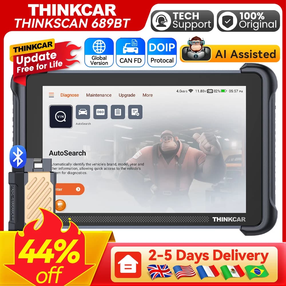 Lifetime Free Update THINKCAR THINKSCAN 689BT AI Assistant OBD2 Diagnostic Tool ECU Coding Bi-directional 35 Reset CANFD DOIP