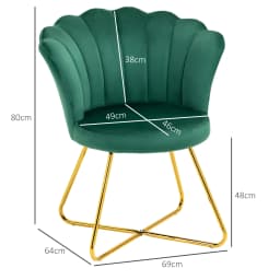 HOMCOM Accent Chair, Velvet Armchair with Lotus Backrest, Steel Legs