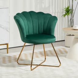 HOMCOM Accent Chair, Velvet Armchair with Lotus Backrest, Steel Legs