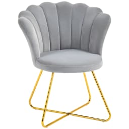 HOMCOM Accent Chair, Velvet Armchair with Lotus Backrest, Steel Legs