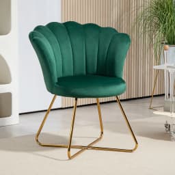 HOMCOM Accent Chair, Velvet Armchair with Lotus Backrest, Steel Legs