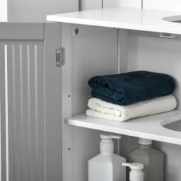 kleankin Bathroom Pedestal Under Sink Cabinet with Storage Shelf, 2 Doors, Grey