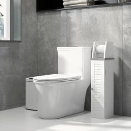 kleankin Slim Toilet Roll Storage Unit with Cupboard and Adjustable Shelf, White