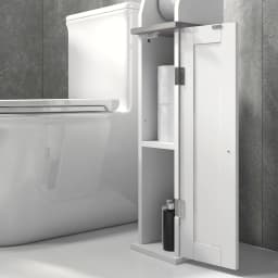 kleankin Slim Toilet Roll Storage Unit with Cupboard and Adjustable Shelf, White
