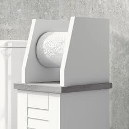 kleankin Slim Toilet Roll Storage Unit with Cupboard and Adjustable Shelf, White