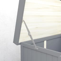 Wooden Garden Tool Shed with Hinged Roof and Shelf, Gray