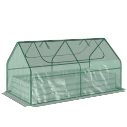 Steel Raised Garden Bed Planter Box Kit with Greenhouse, for Dual Use, Green