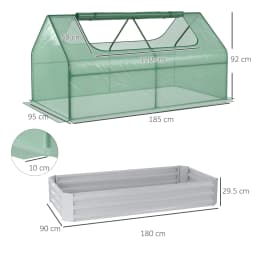Steel Raised Garden Bed Planter Box Kit with Greenhouse, for Dual Use, Green