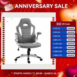 Vinsetto Gaming Chair PU Leather Office Chair Swivel Chair Grey