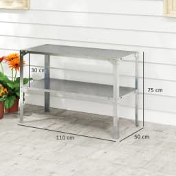 2 Tier Potting Bench Table, Galvanized Steel Planting Work Bench, Silver Tone