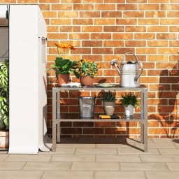 2 Tier Potting Bench Table, Galvanized Steel Planting Work Bench, Silver Tone