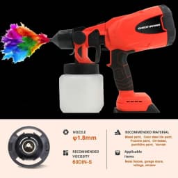 21V HVLP Cordless Paint Sprayer, Paint Spray Gun with Milwaukee/Dewalt Battery, 800ml Electric Paint Gun for Wood Car Fence