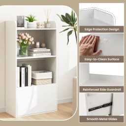 GOFLAME Bookcase with Drawer Freestanding Bookshelf w/ 3-Tier Open Shelf White