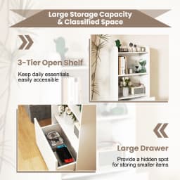 GOFLAME Bookcase with Drawer Freestanding Bookshelf w/ 3-Tier Open Shelf White