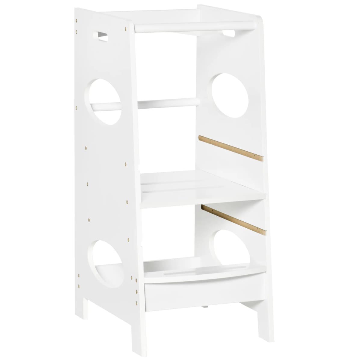HOMCOM Toddler Step Stool Kids Adjustable Standing Tower with Safety Rail for Kitchen Counter