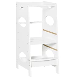 HOMCOM Toddler Step Stool Kids Adjustable Standing Tower with Safety Rail for Kitchen Counter