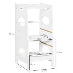 HOMCOM Toddler Step Stool Kids Adjustable Standing Tower with Safety Rail for Kitchen Counter